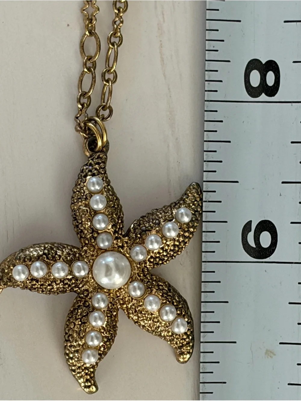 Gold Starfish Pearl Accent Necklace - Women Jewelry